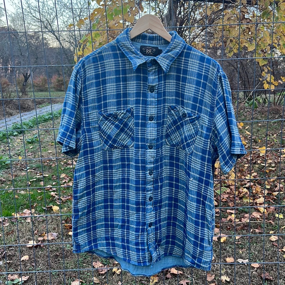 Double Ralph lauren Indigo Plaid Double-Faced Workshirt - Picture 2 of 7